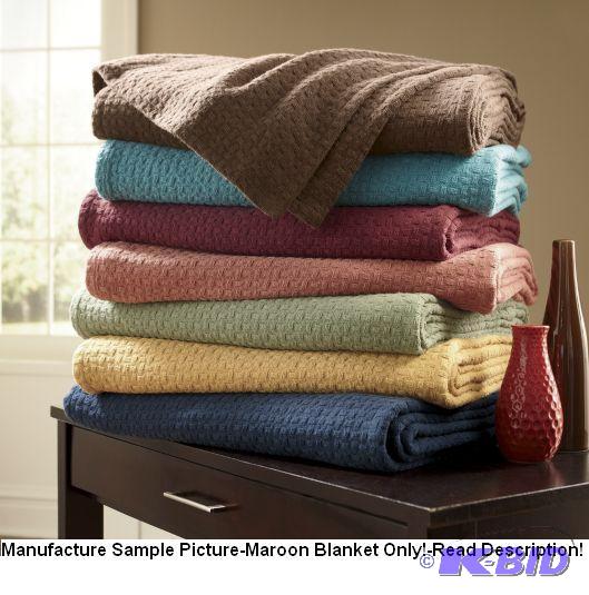 Maroon Cotton Blanket - Twin - Substantial, b...