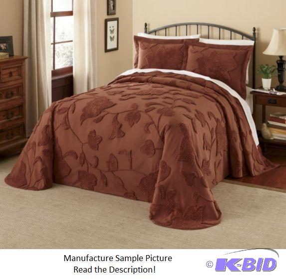 Rust Chenille Bedspread - Queen - 102 x 116 -...