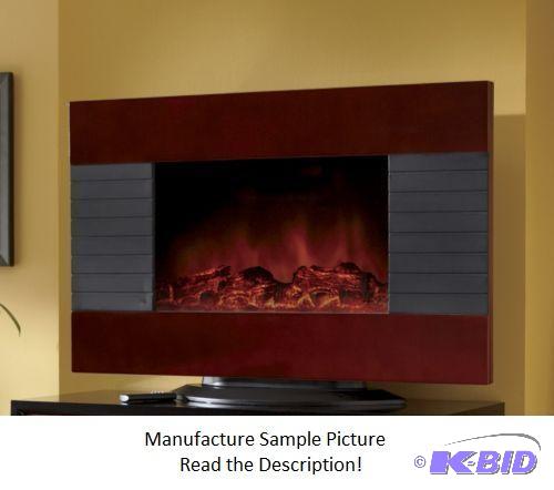Black and Wood Flat Panel Fireplace - Featuri...