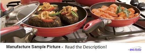 Ginnys Four Piece Ribbed Fry Pans - Red  - G...