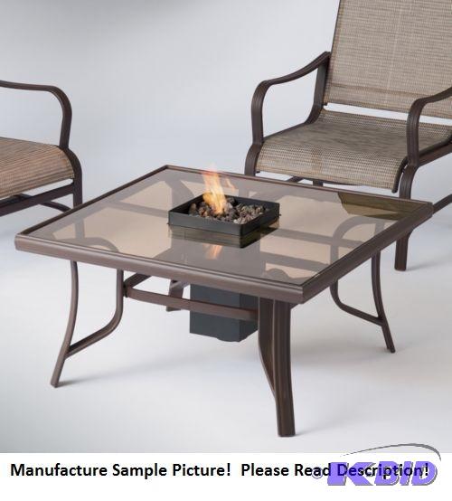 Table Fireplace with Lava Rock and Propane Ad...