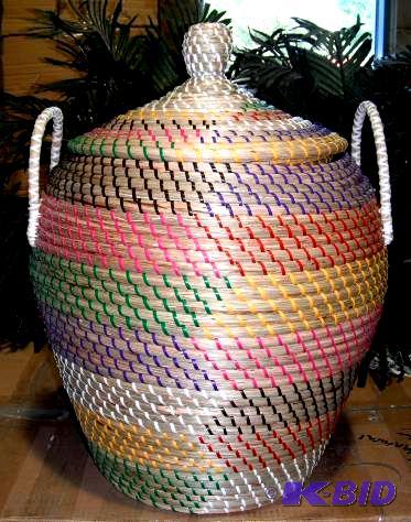 Bright Woven Hamper with Lid - 16&quot in di...