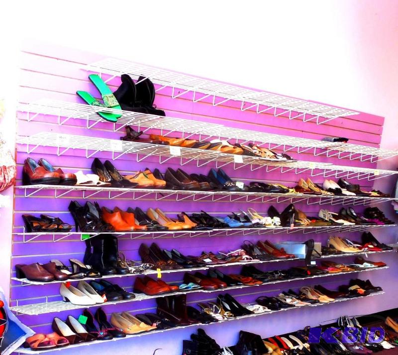 28 white-painted wire slat wall shelves