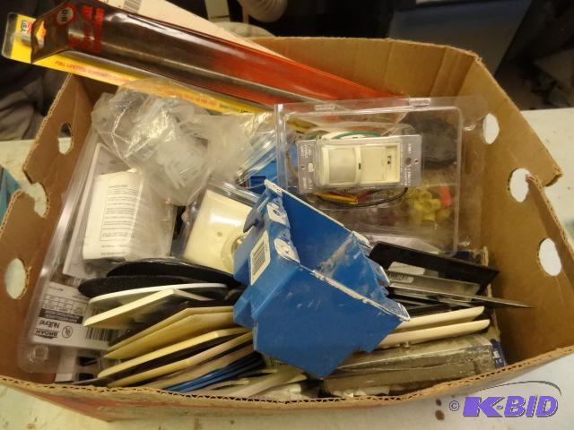 box of misc electrical supplies. Drill bit ex...