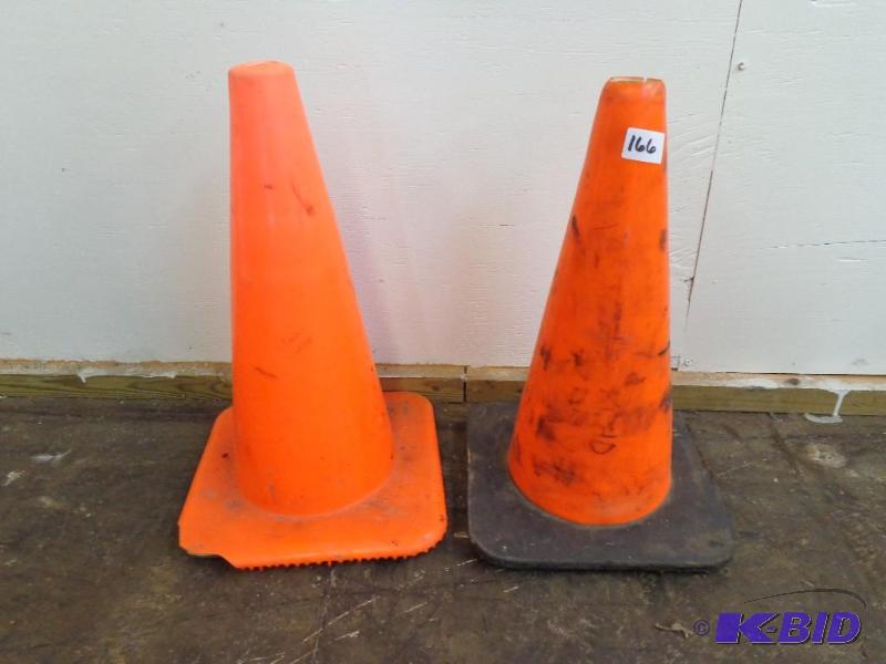 lot 166 image: 2 Orange Traffic Cones 18" Tall 11"...