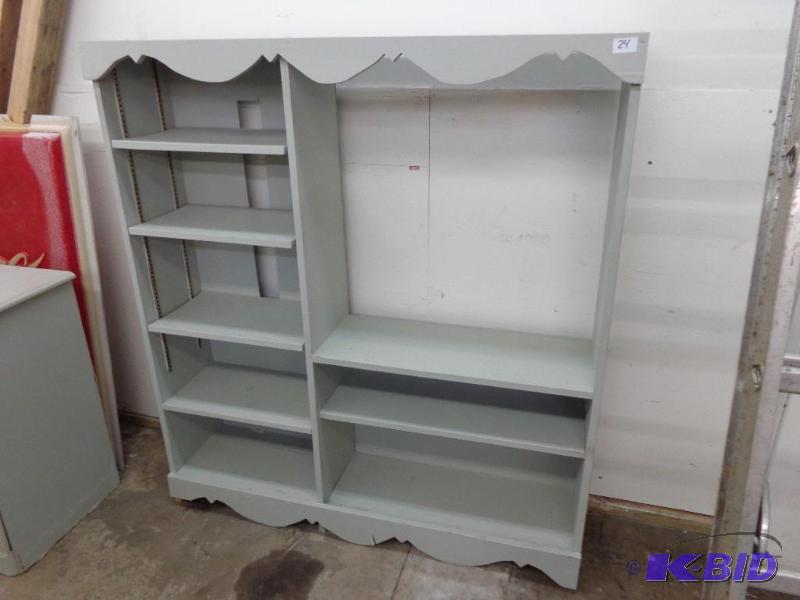 lot 24 image: Light Gray Wood Bookshelf 50" w x 55&quo...