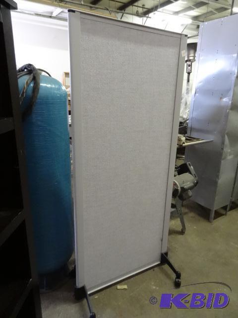 lot 103 image: Room Divider on Casters 29.5 x 65.5 White Boa...