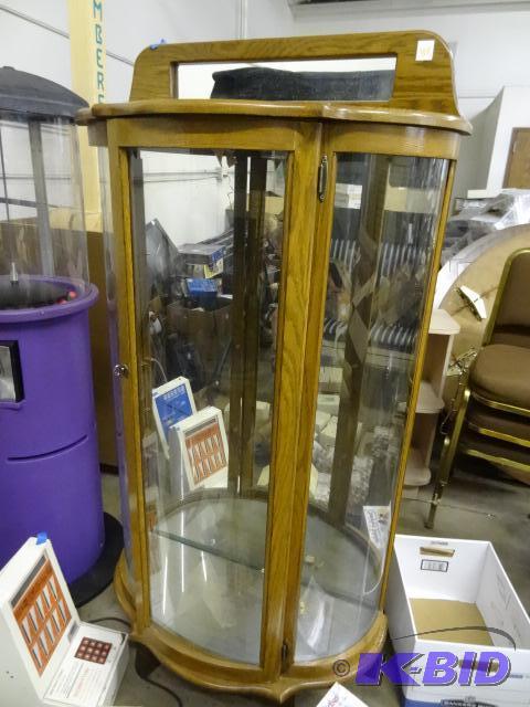 lot 104 image: Vintage Wood And Glass Curio Cabinet. 3 Glass...