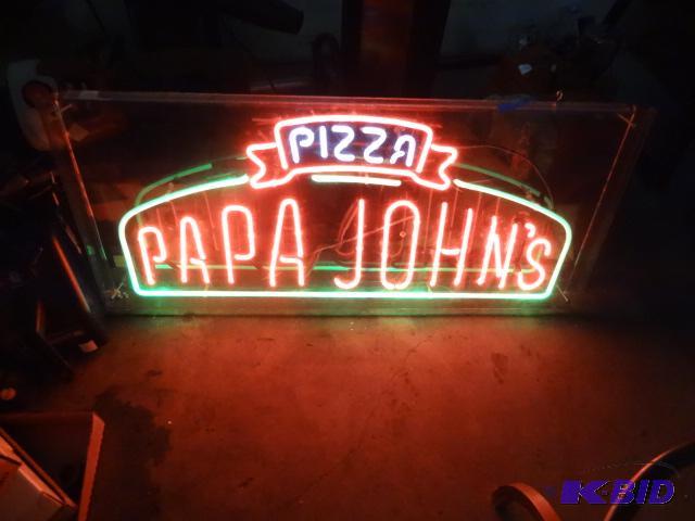 lot 124 image: papa Johns Neon Sign...
