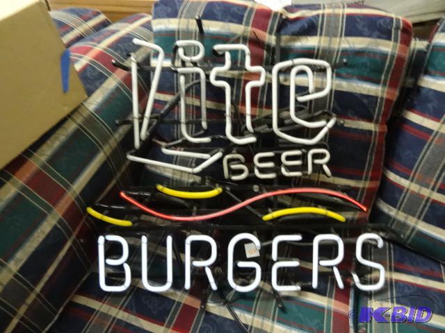lot 126 image: Lite Beer and Burgers Sign. Only Half the Sig...