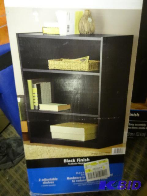 lot 162 image: mainstays 3 Shelf Bookcase. Black Finish. Sto...