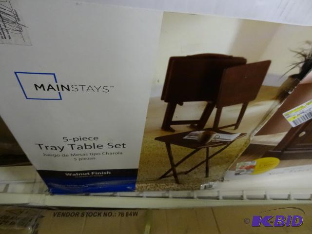 lot 164 image: mainstays 5 Pc. Tray Table Set. Store Return....