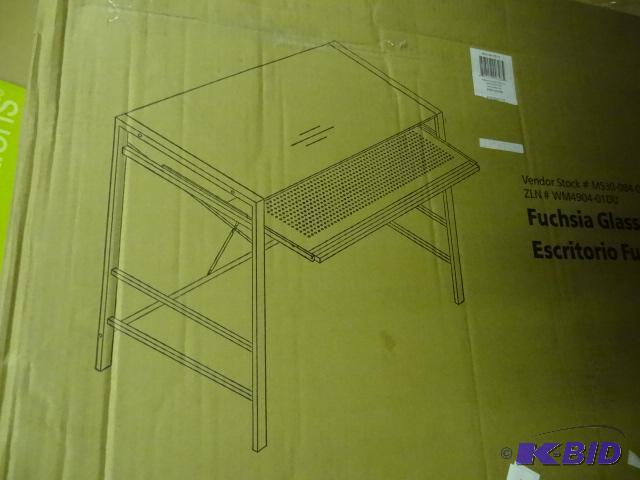 lot 166 image: Minstays Fuchsia Glass Top Desk. Store Return...