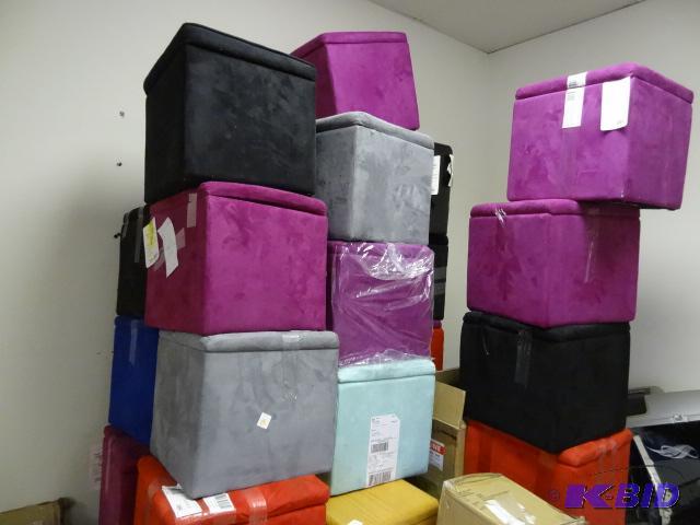 lot 191 image: 25 Faux Suede Ottomans 14 x 14 x 14 Store Ret...