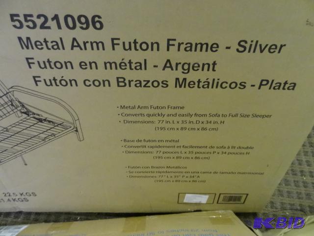 lot 199 image: Dorel Metal Frame Futon Silver. Store Return...