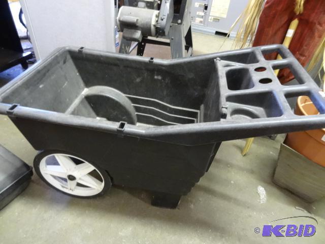 lot 25 image: Plastic GardenYard Cart with 2 Wheels and Co...