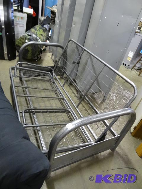 lot 3 image: Metal Base Futon with Black CusionMattress. ...