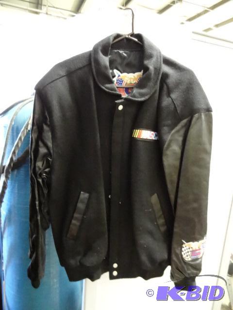 lot 38 image: Nascar XL Jeff Hamilton Leather Sleeve Jacket...
