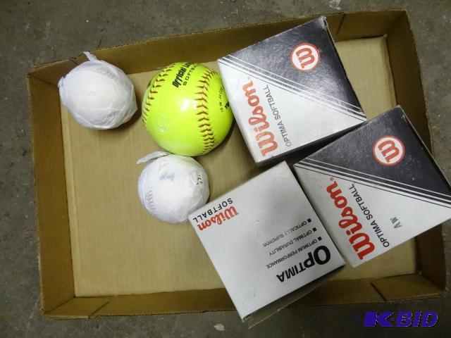 lot 53 image: 2-Rawling New Baseballs, 3-Wilson Optima Soft...