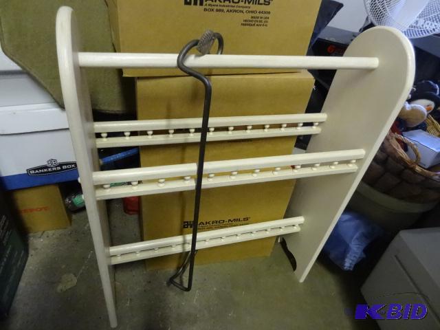 lot 60 image: Wood Blanket HolderRack and Metal Wall Mount...