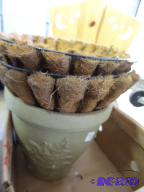 lot 80 image: Flower Pot and 2 Wire Hanging Baskets with Mo...