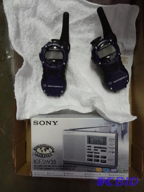 lot 88 image: 2-Motorola Walkie Talkies, Sony Worldband Rec...