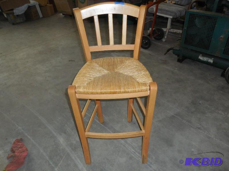 lot 113 image: Stool with wicker seat...