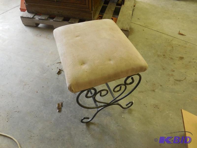 lot 124 image: Suede Ottoman with metal frame...