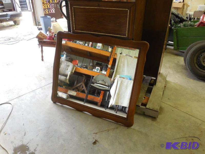lot 125 image: 44" x 37" Wood framed mirror...