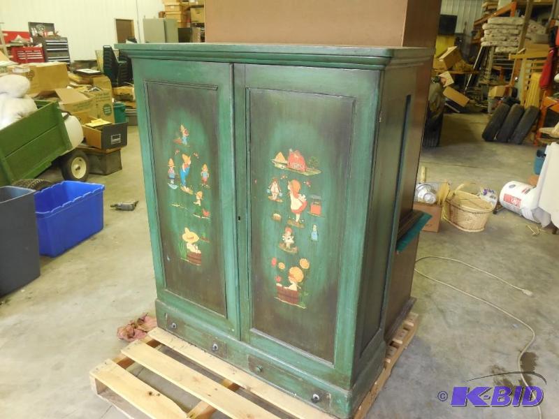 lot 131 image: Vintage wooden storage unit with shelves and ...