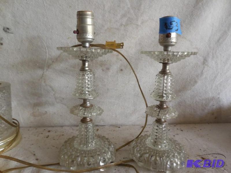 lot 153 image: Pair of matching old glass lamps...