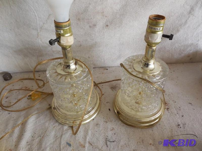lot 154 image: Pair of matching old glass lamps...
