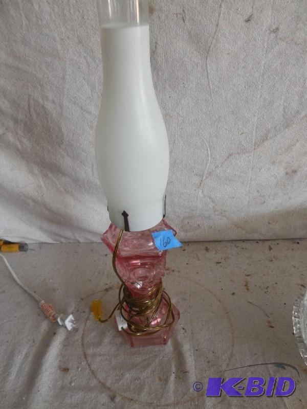 lot 160 image: Glass table lamp...