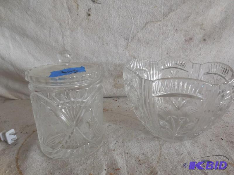 lot 163 image: bowl and jar appear to be crystal...