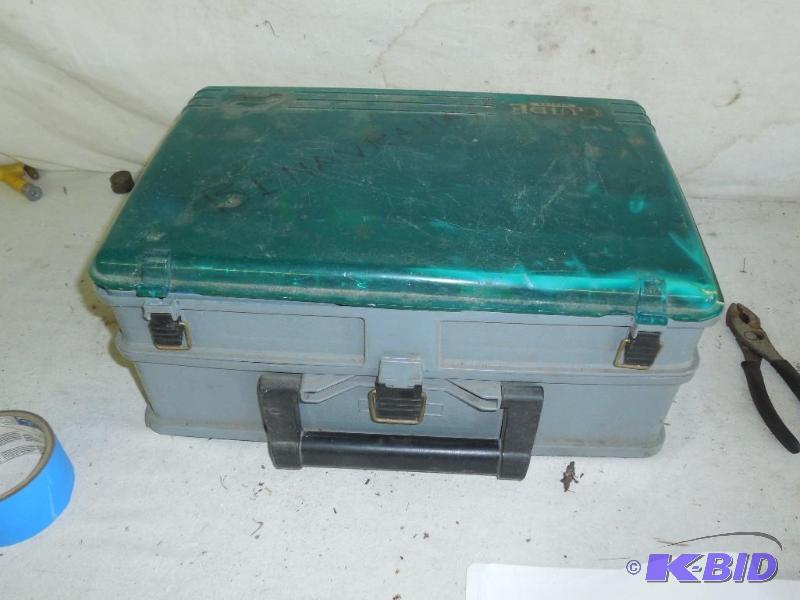 lot 19 image: Bin full of screws, nails, anchors, and misc ...