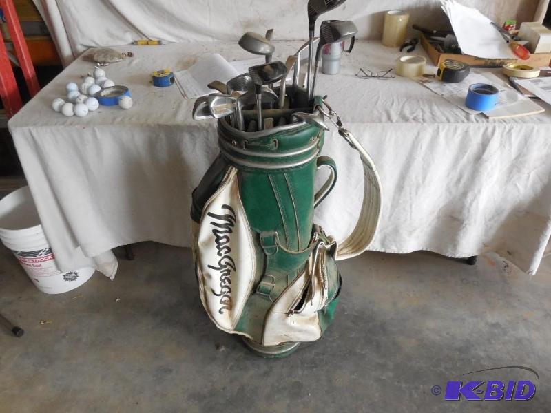 lot 195 image: Golf clubs and bag...