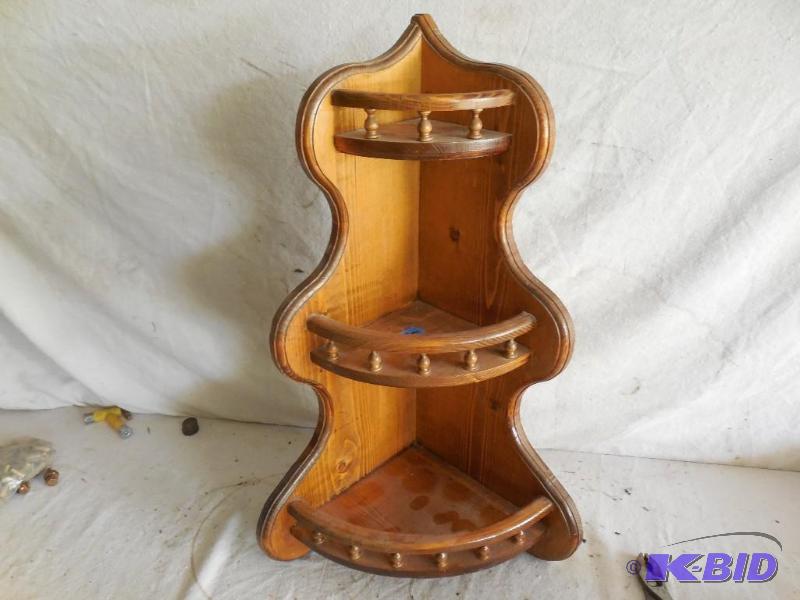 lot 25 image: Wood corner shelf...