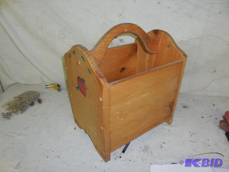 lot 43 image: Wooden magazine rack....