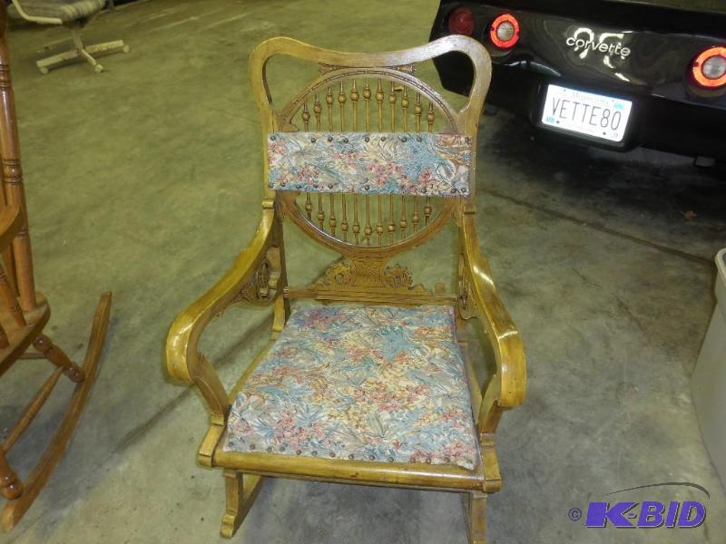 lot 48 image: Old wooden rocking chair....
