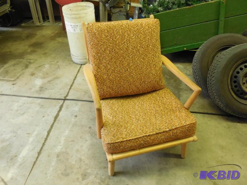 lot 51 image: Wood chair with cushion...