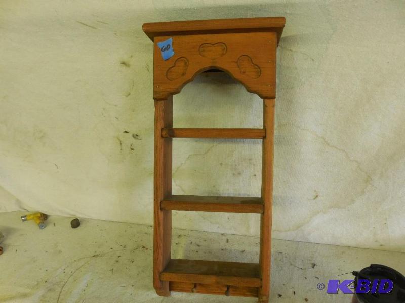 lot 60 image: Wood shelf 23" x 9" x 3.5"...