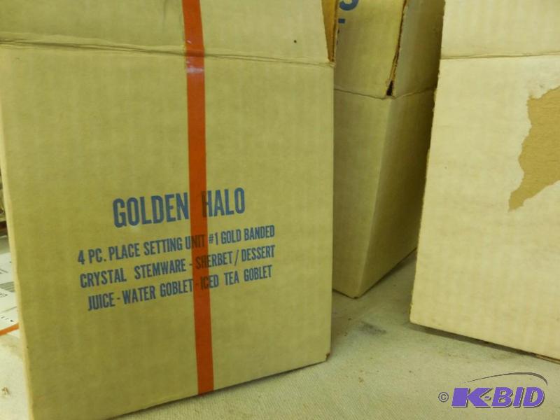 Golden Halo 4 pc. Crystal stemware, 4 of each...