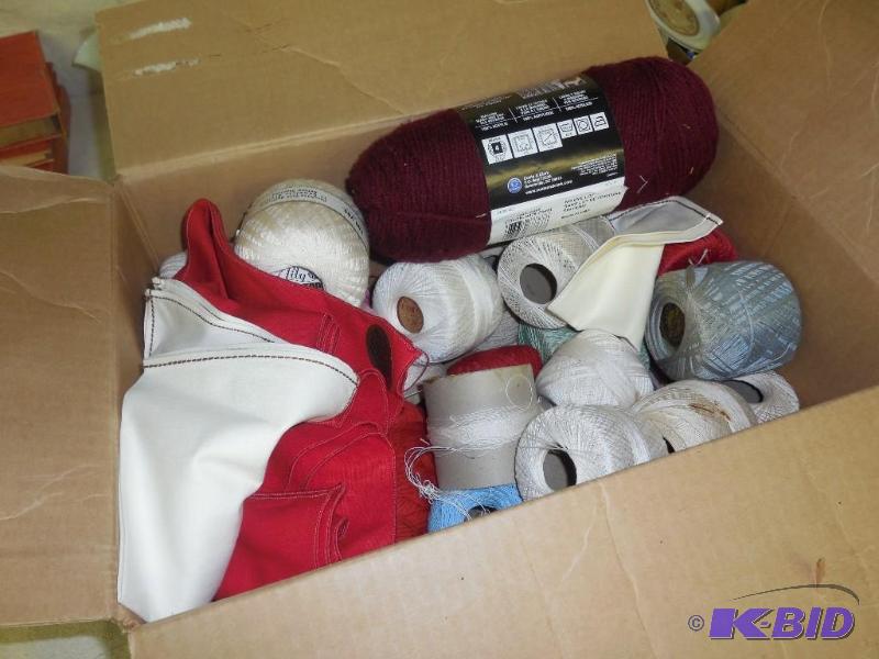 Box of yarn and tread...