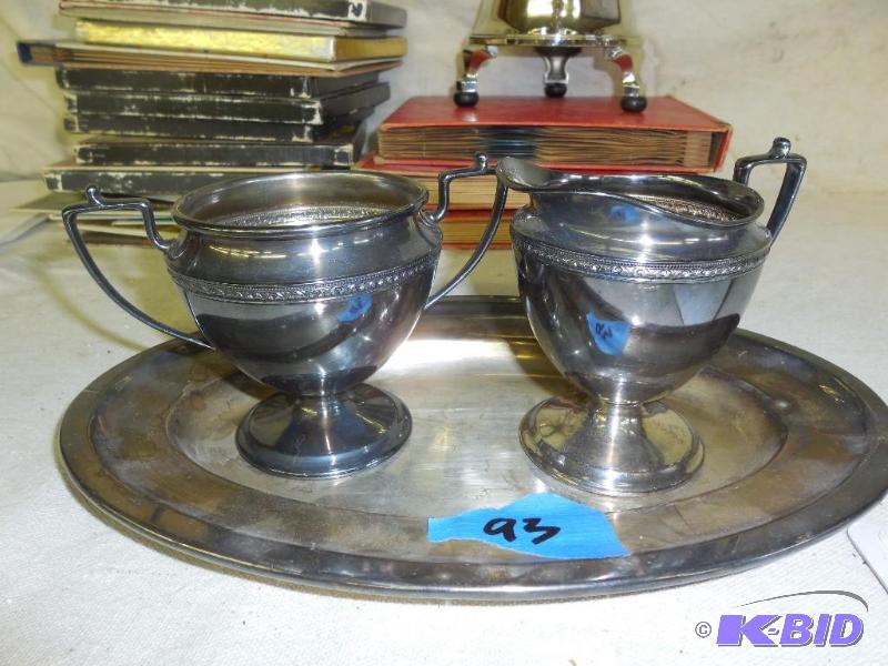 Serving set includes Platter, creamer and sug...