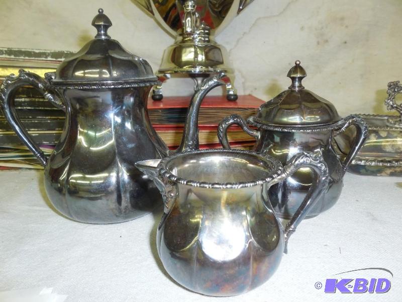 Amsterdam silver company Tea pot, creamer, an...