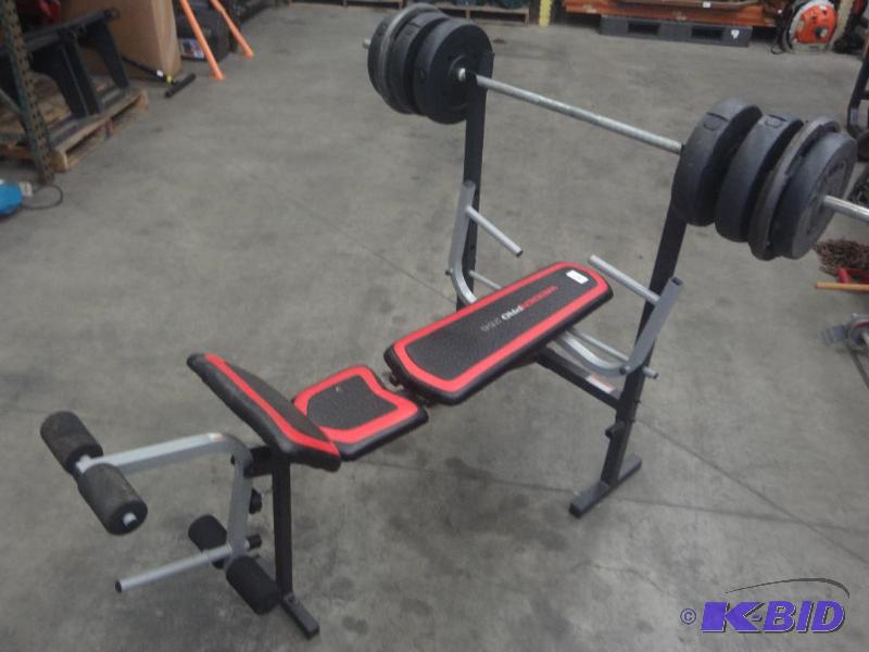 lot 47 image: Weider Pro 256 Weight Bench With Bar & We...