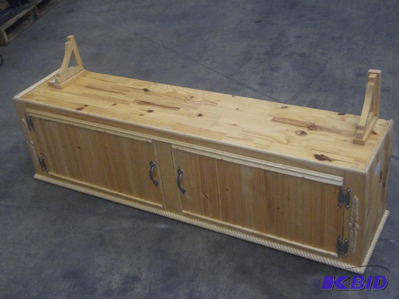 lot 52 image: 66" Wall-Mount Wood Cabinet...