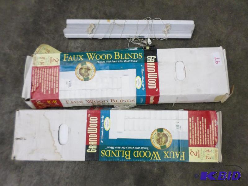 lot 97 image: Lot Of (2) Faux 27&quotx64" Wood Window...