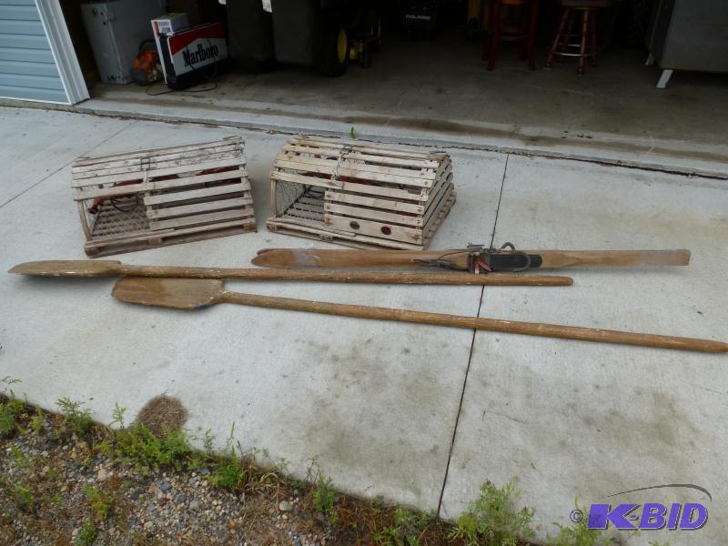 lot 17 image: Lobster trap decorations 2 Lobster traps, Bo...