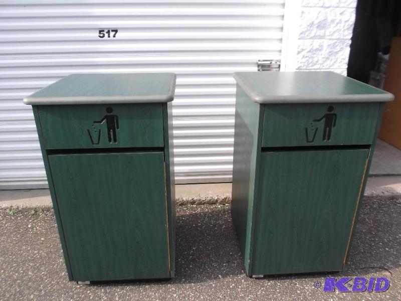 Pair Of Two Commercial Trash Bins, Used, Good...